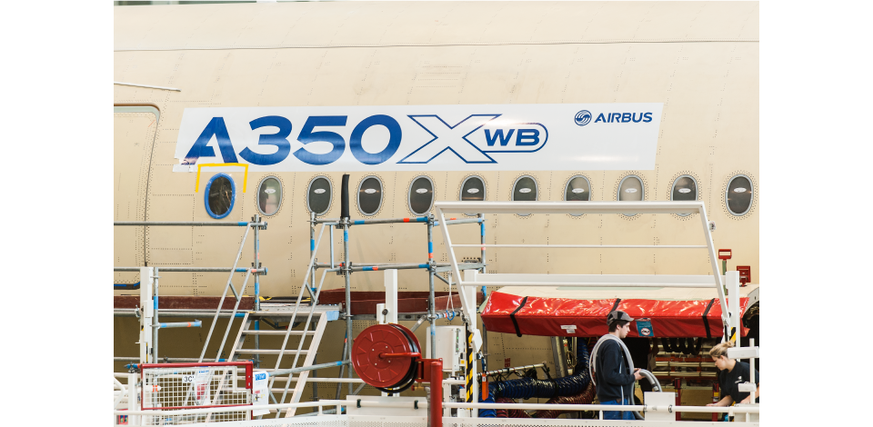 エアバスの航空機は、スペイン、イギリス、ドイツ、中国にある各工場で翼、胴体、エンジンなどのパーツごとに製造している。パーツをこのトゥールーズに集めて、最終の組み立てを行う。A350XWBの組み立て期間は8〜10週間で、ほかの航空機よりも短期間でできる